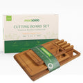 MACOOLDO Bamboo Cutting Board for Kitchen Meal Prep & Serving, 3-Piece Wooden Set with Juice Grooves, Side Handles Ideal for Meat, Veggies, Fruit